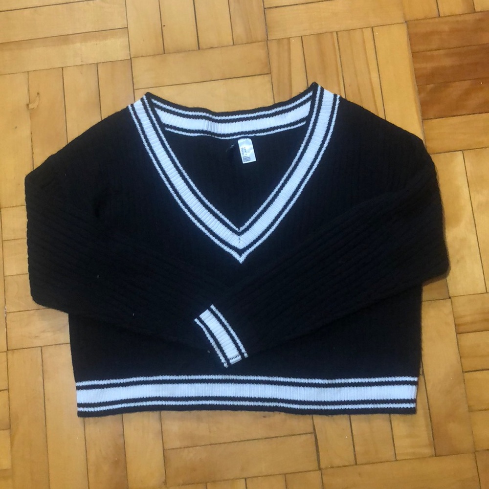 Varsity Style Cropped Sweater
